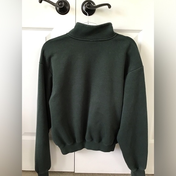 SKIMS Cotton Fleece Classic Quarter Zip Pullover| Spruce - Picture 11 of 12